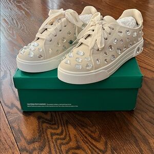 Lauren Lorraine Beige Crystal Sneakers